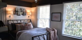 A DIY Bedroom Makeover- It’s Finally Finished Small bedroom makeover with dark ceilings and bright white walls.